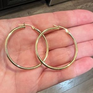 14k Solid Gold Large Hoop Earrings